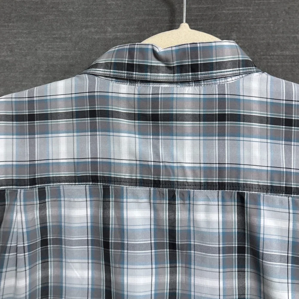 North Face Shirt L Gray Plaid Button Up Short‎ Sleeve Outdoor Hiking Camping